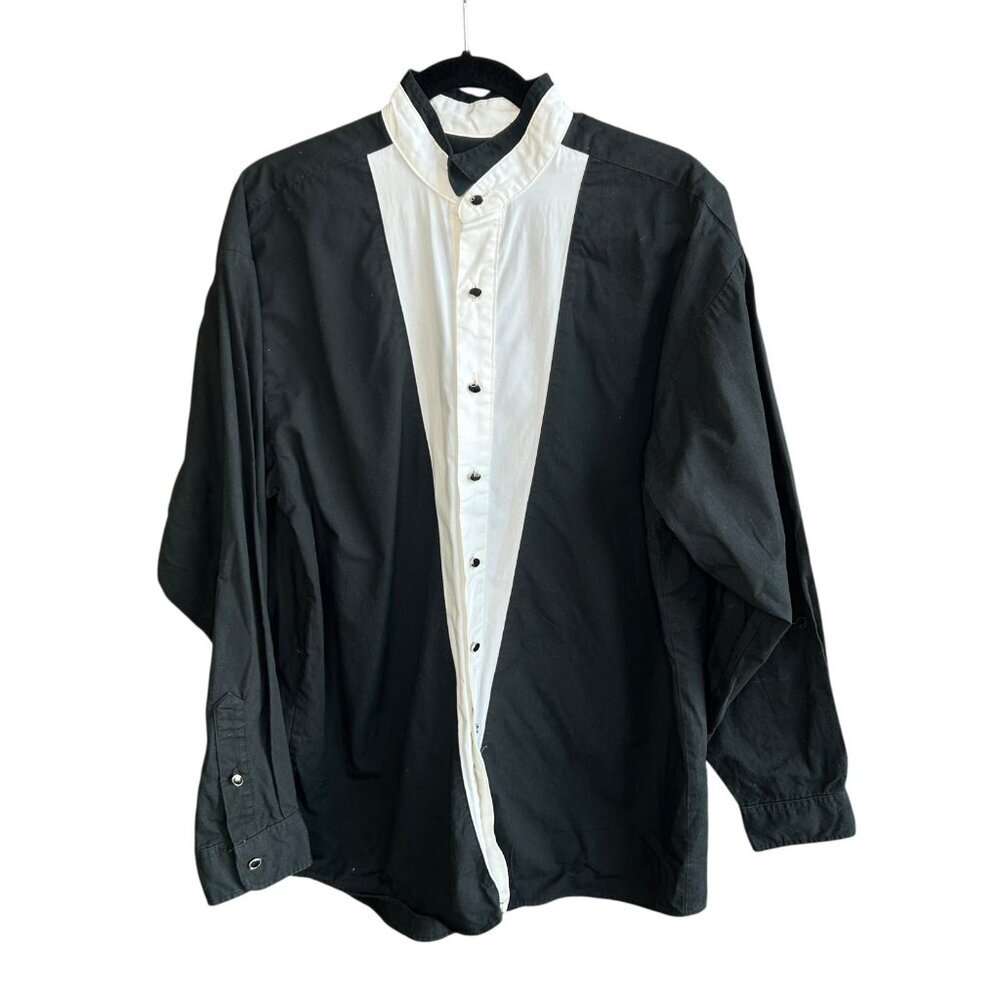 Brooks and Dunn Vintage 90s Western Pearl Snap Black and White Shirt Size 16.5